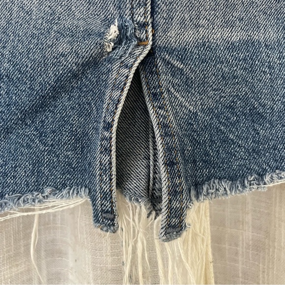 H&M Distressed Medium Wash Denim Midi Skirt - Picture 3 of 6